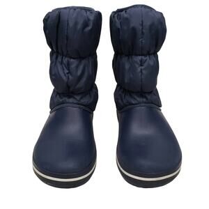 Crocs Winter Puff Boots 14614 Nylon Textile Navy/White Women's 6